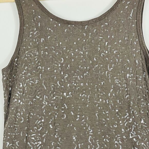 Kaos Italy Tan Sequin Swirl Mini Sleeveless Sheath‎ Bodycon Dress Women's Medium - Picture 6 of 7